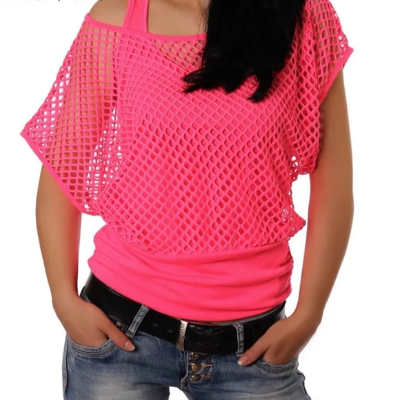 Pink Mesh Crop Top - Picture 6 of 6